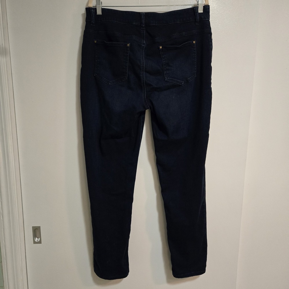 Chico's Sz 2 (L) 34x30 Blue Dark Wash Platinum Tapered Classic Stretch Jeggings - Picture 3 of 6